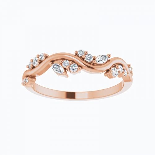 Curved Diamond Band Ring, 14k Gold